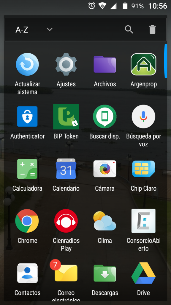 pantalla de aplicaciones generales del celular android